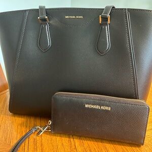 Michael Kors Black Handbag and Wallet Duo